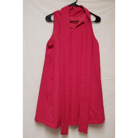 Women’s Shein Fuchsia High Neck Tie Swing Dress Size L NWOT - Picture 3 of 10